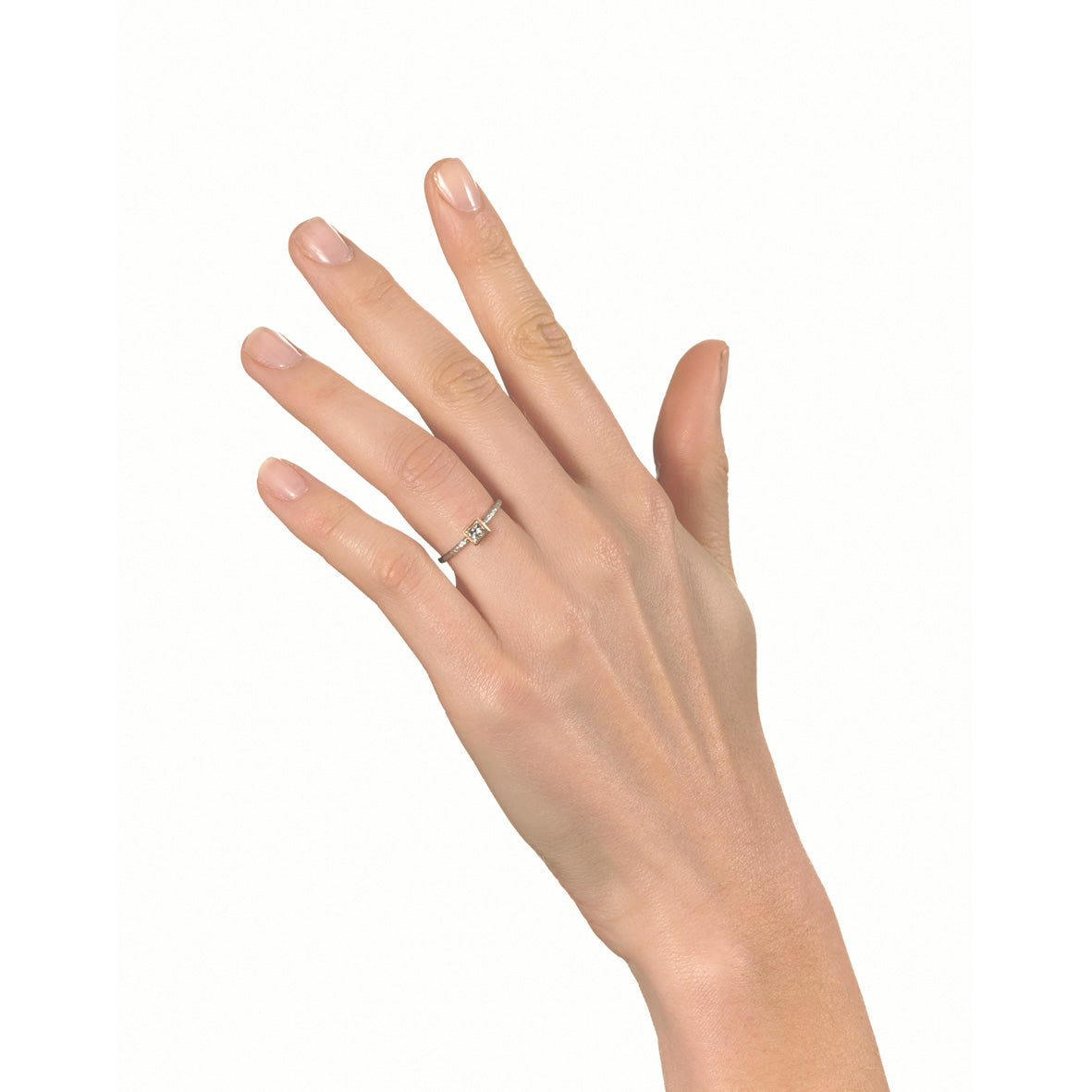 Pinched Platinum Rose Gold Princess Cut Diamond Ring