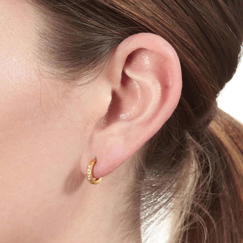 Gold Hoop Channel Set Diamond Earrings