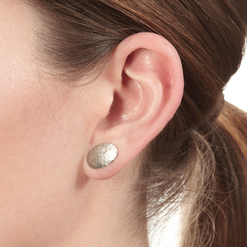 Platinum Oval Disc Earrings