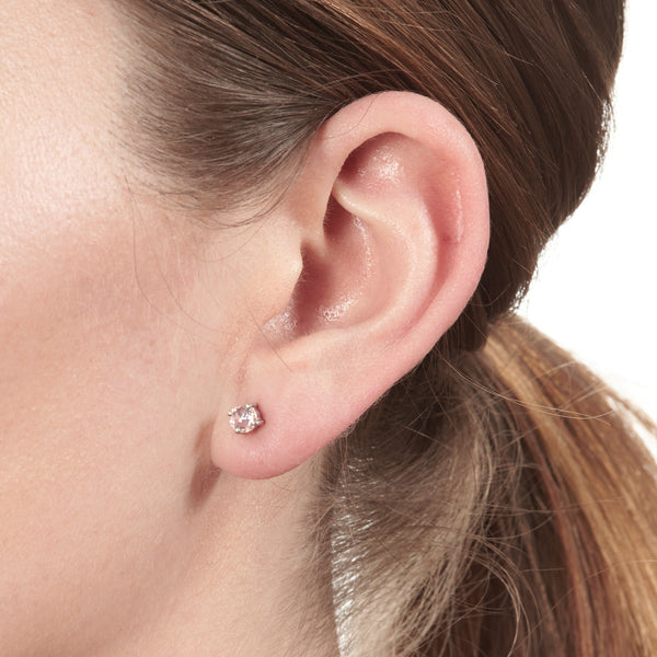 Platinum Stud Claw Set Diamond Earrings