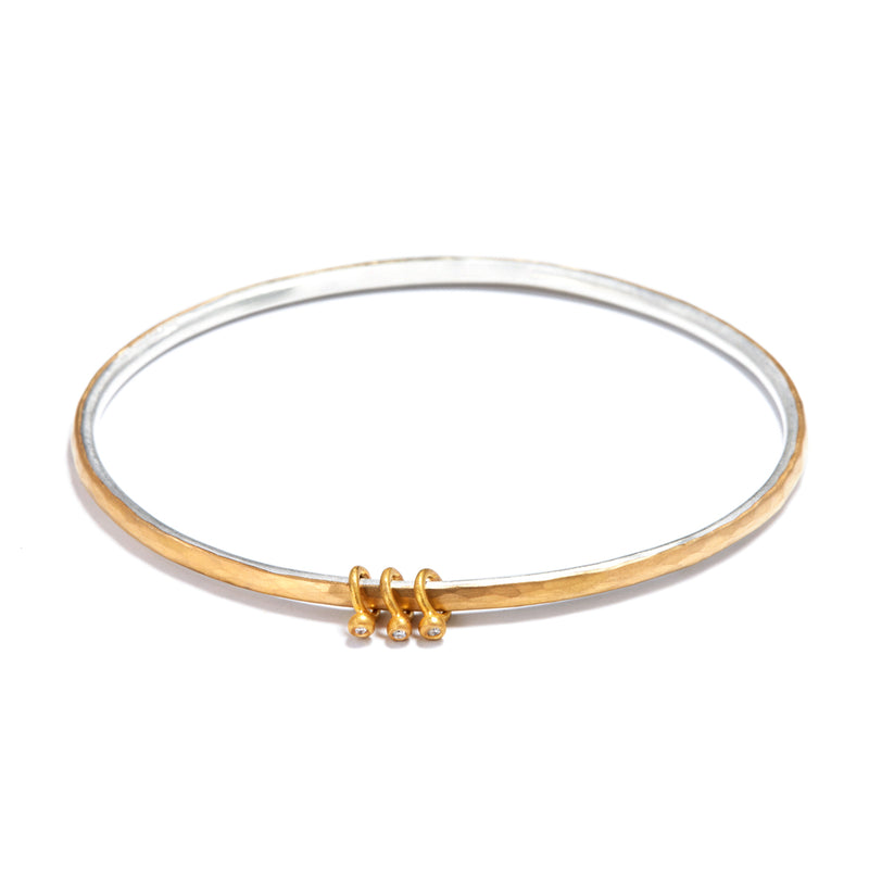 Silver and Gold Bangle with Charms