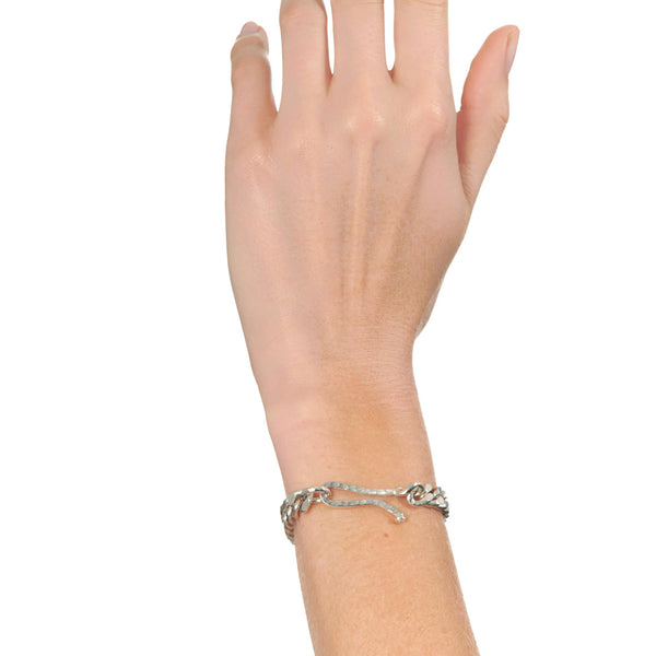 Silver Curb Bracelet with Gold Link