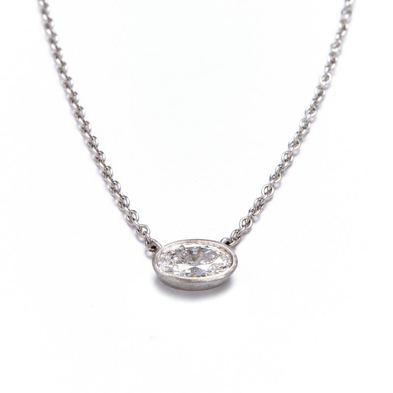 Platinum Oval Diamond Necklace