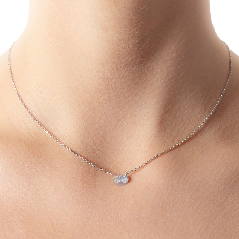 Platinum Oval Diamond Necklace
