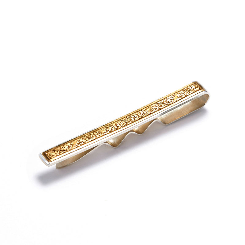 Silver and Gold Hand Engraved Tie Pin