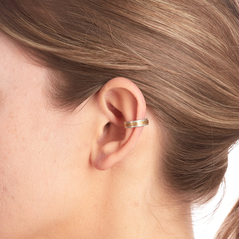Silver Ear Cuff with Gold Band