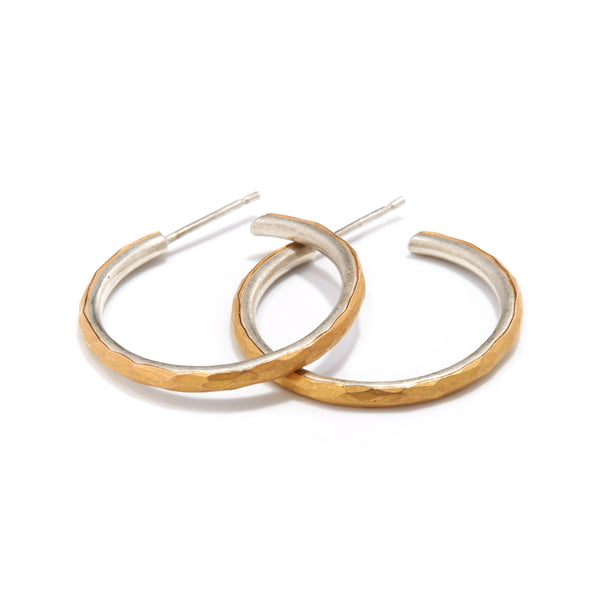 Medium Silver and Gold Hoop Earrings