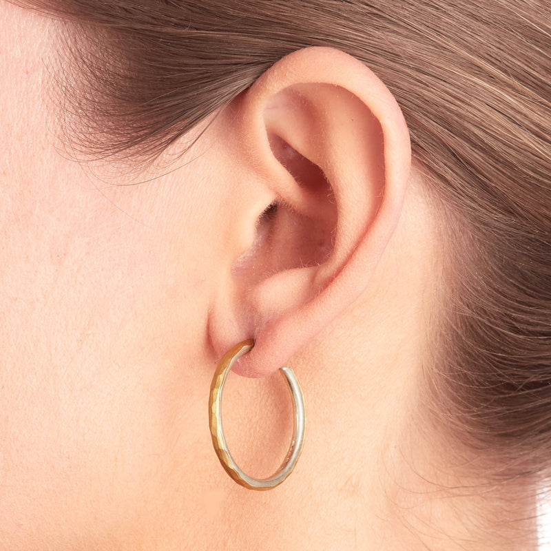 Medium Silver and Gold Hoop Earrings