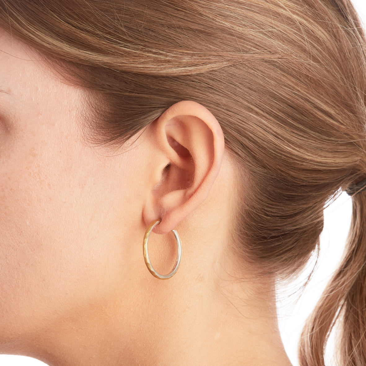 Medium Silver and Gold Hoop Earrings