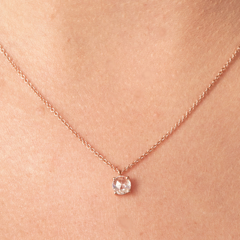 Rose Gold Claw Set Diamond Necklace