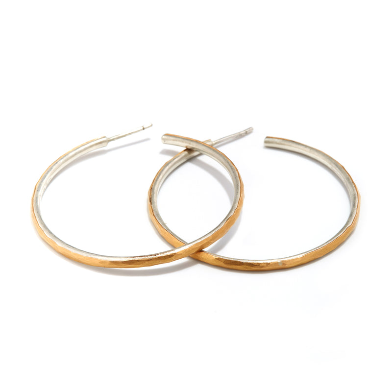 Large Silver and Gold Hoop Earrings