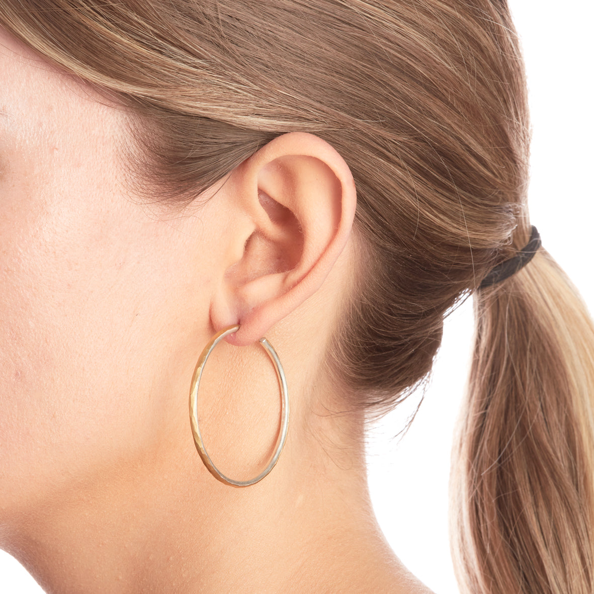 Large Silver and Gold Hoop Earrings