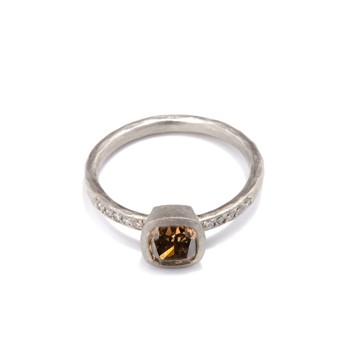 Platinum Cognac Diamond Ring