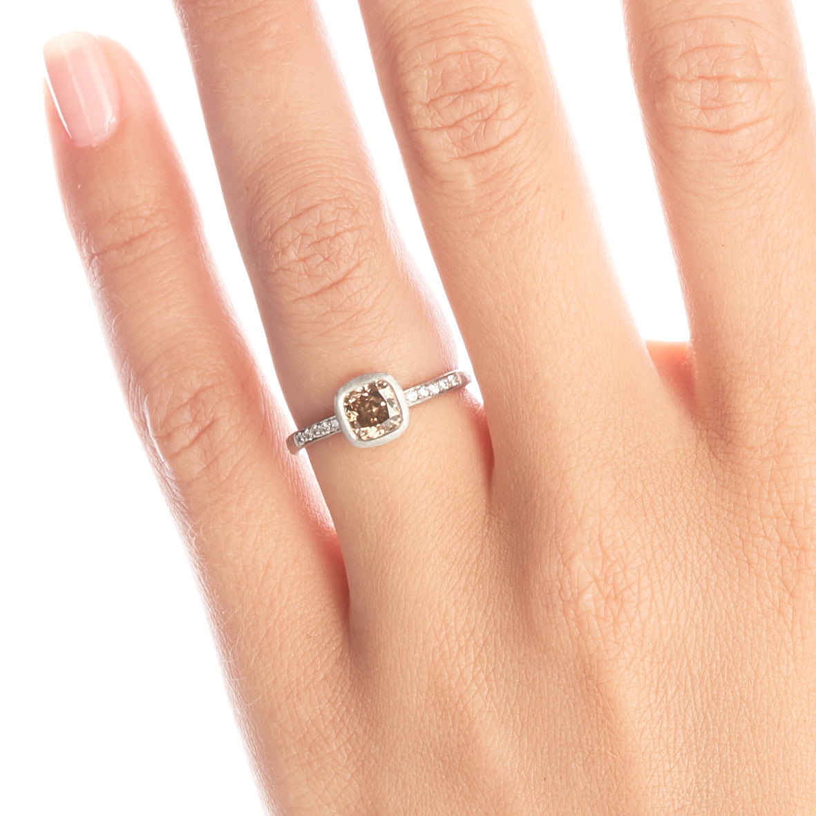 Platinum Cognac Diamond Ring