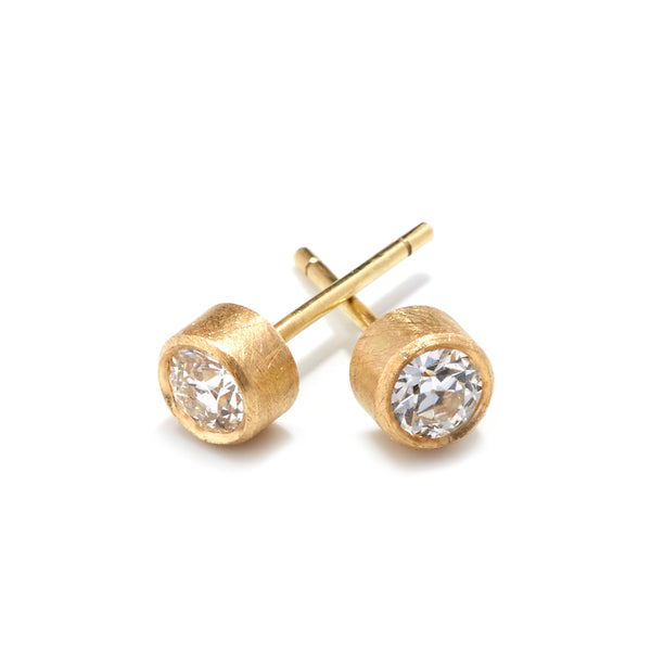 Gold Old Cut Diamond Studs Earrings