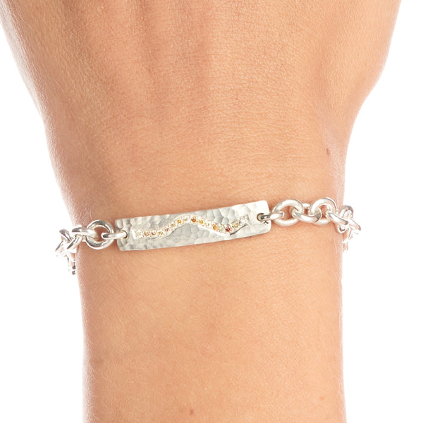 Silver Hammered Bar Bracelet