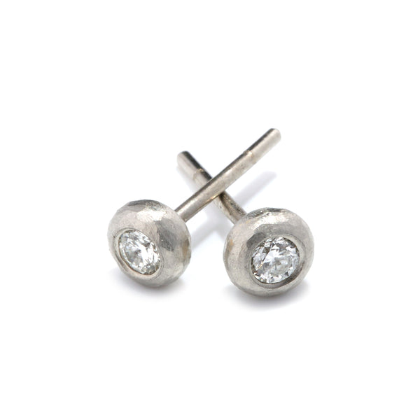 Platinum Ball Stud Diamond Earrings