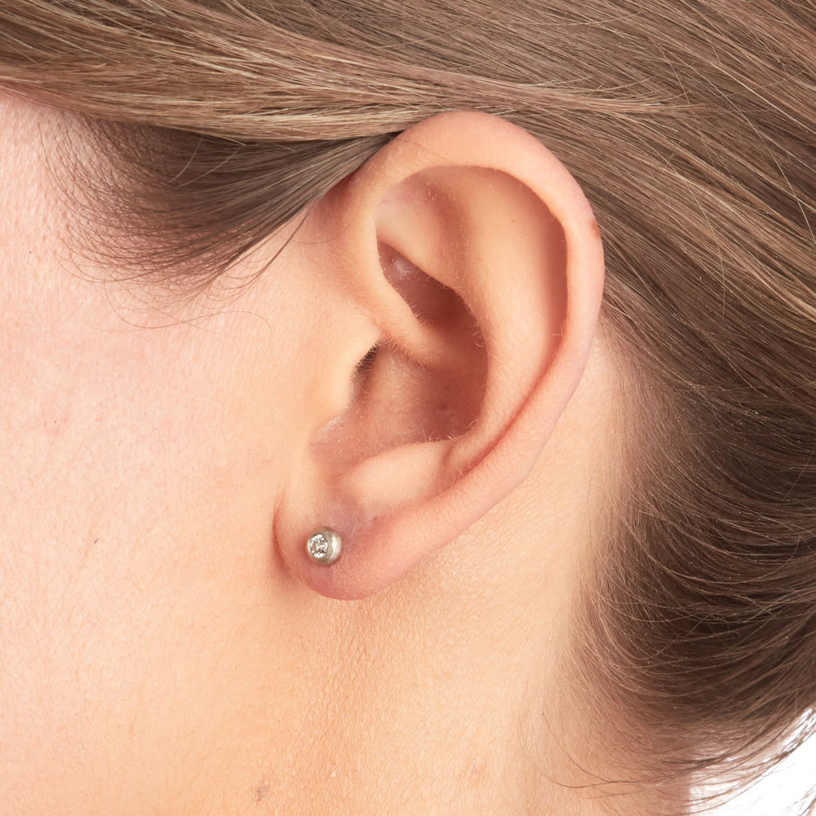 Platinum Ball Stud Diamond Earrings