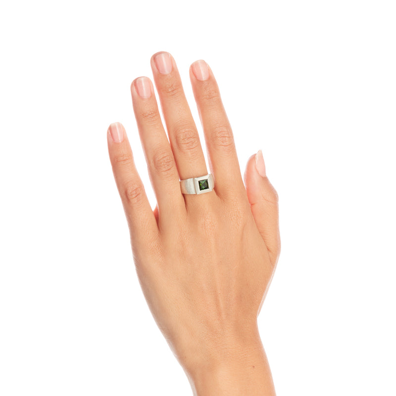 Silver Green Tourmaline Ring