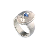 Silver and White Gold Oval Signet Ring