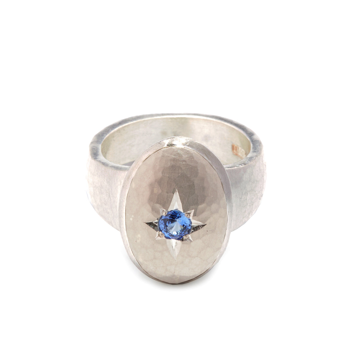 Silver and White Gold Oval Signet Ring