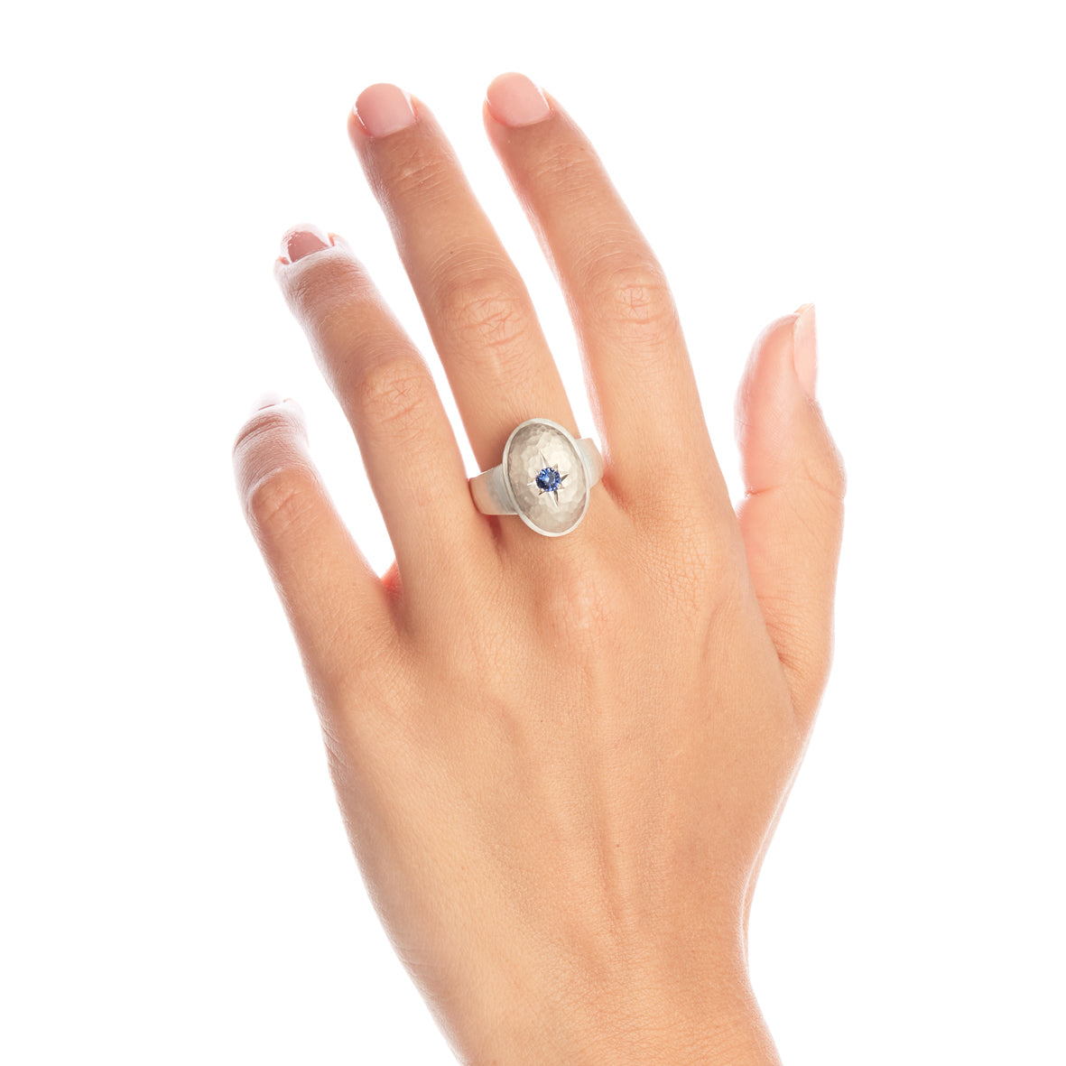 Silver and White Gold Oval Signet Ring