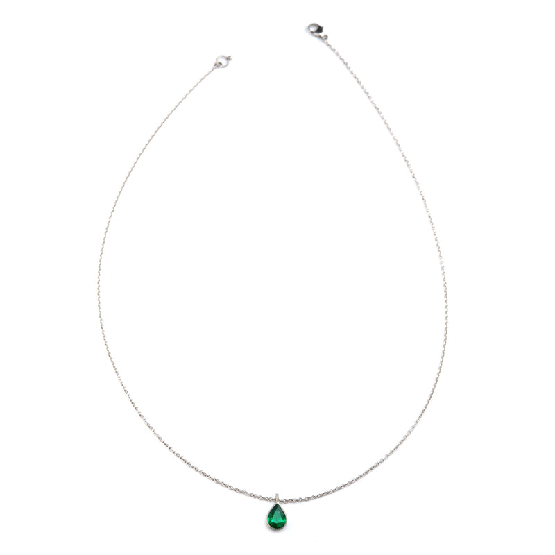 Platinum Pear Shaped Emerald Necklace