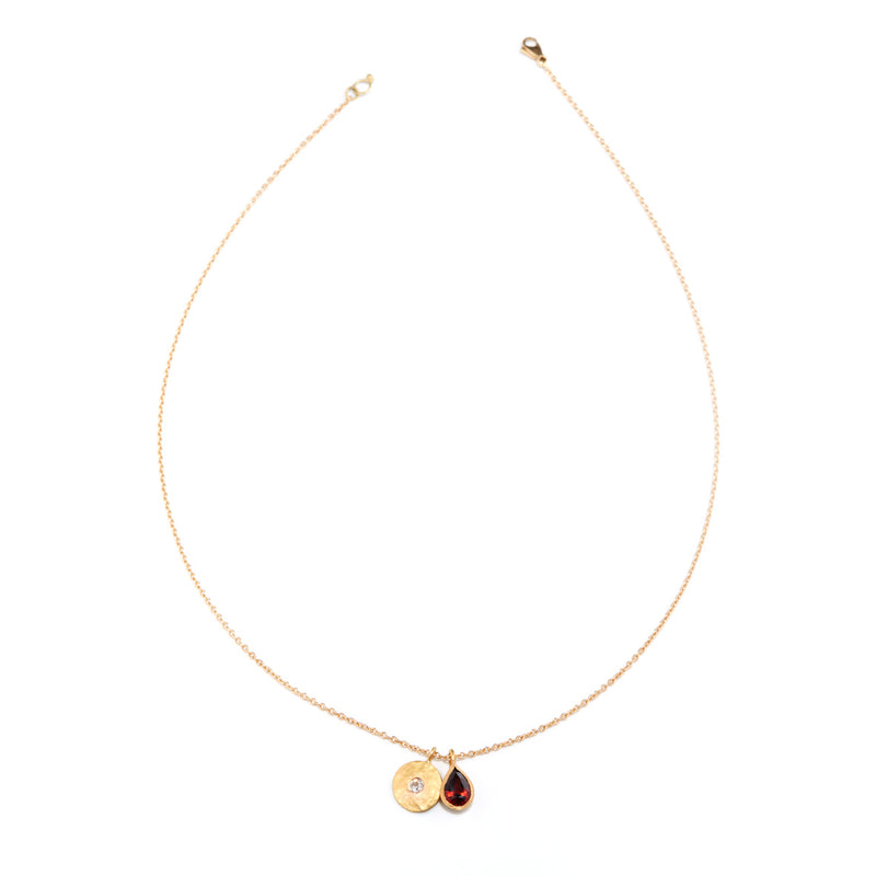 Diamond and Spinel Gold Disc Necklace