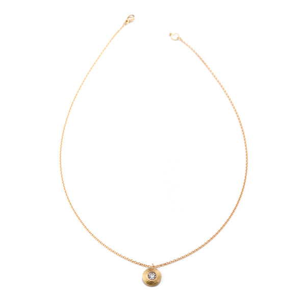 Gold Disc Diamond Necklace