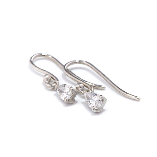 Platinum claw Set Diamond Earrings