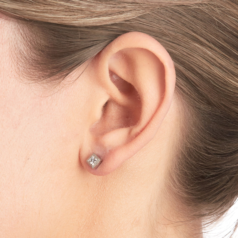 Platinum Princess Cut Diamond Earrings