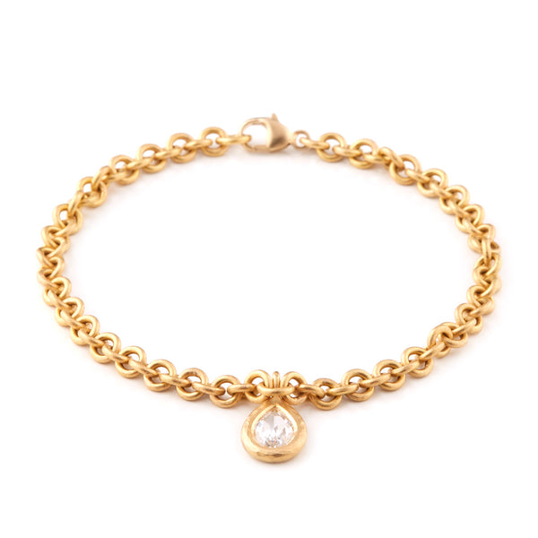 Gold Pear Shaped Rose Cut Diamond Bracelet