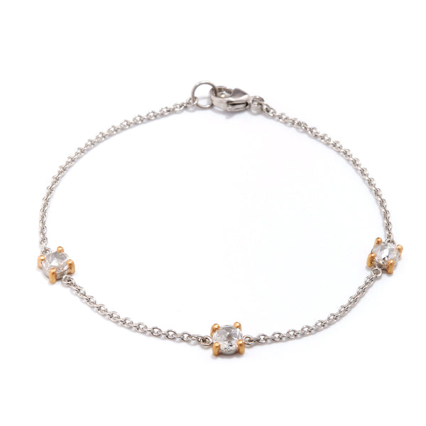 Platinum Rose Cut Diamond Bracelet