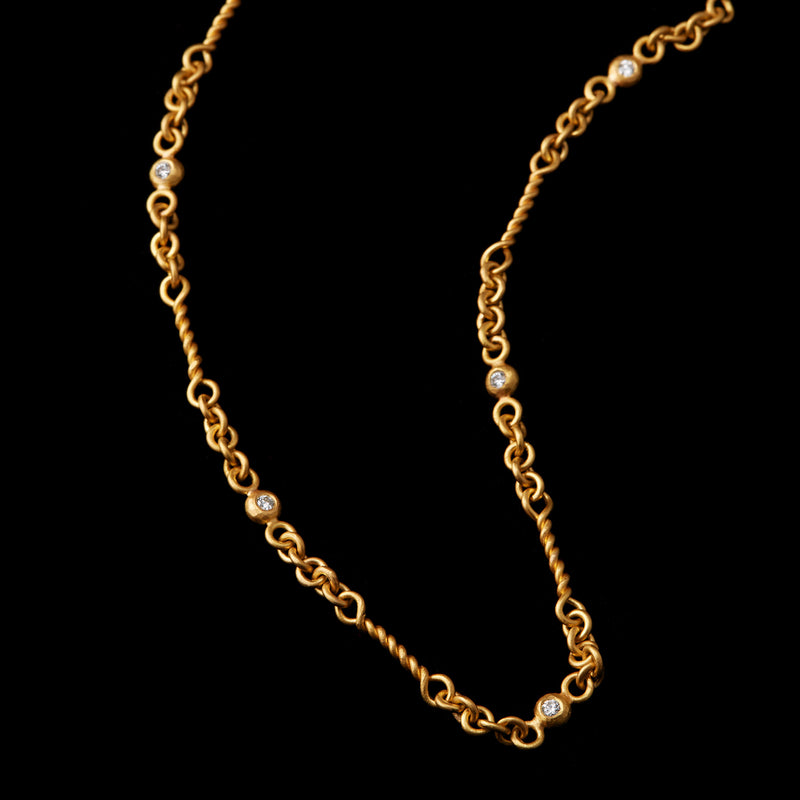 Gold Mixed Hand Made Link Necklace