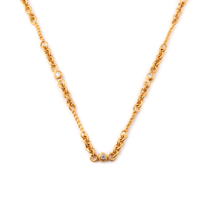 Gold Mixed Hand Made Link Necklace