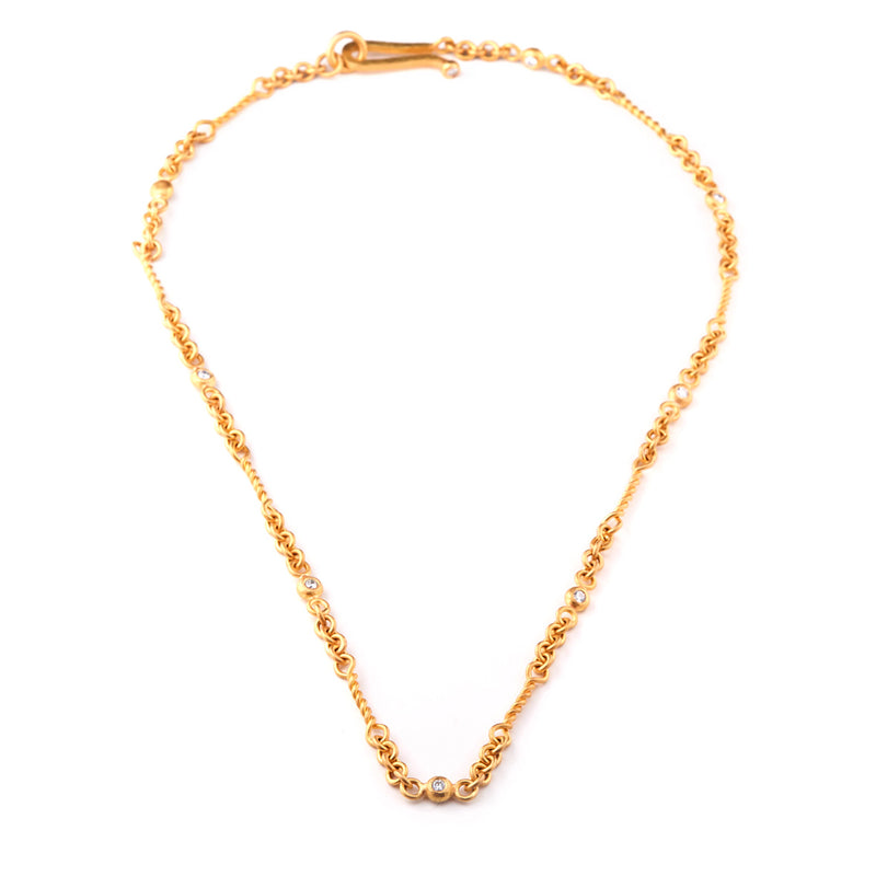 Gold Mixed Hand Made Link Necklace