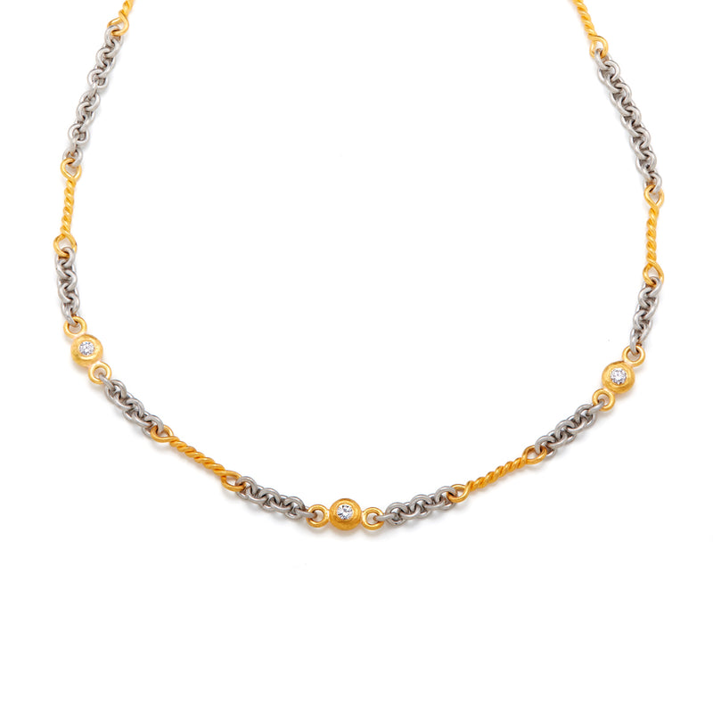 Mixed Platinum and Gold Necklace