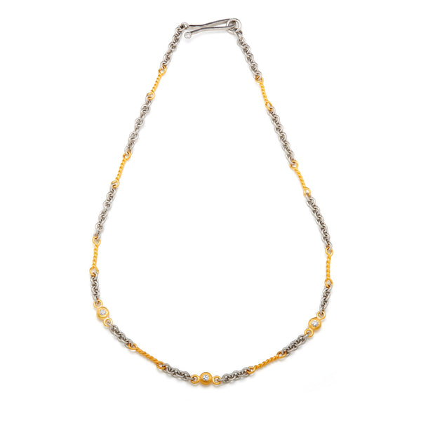 Mixed Platinum and Gold Necklace