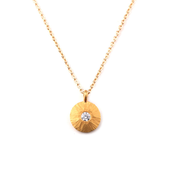 Gold Disc Diamond Necklace