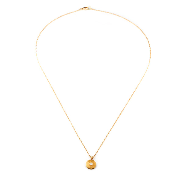 Gold Disc Diamond Necklace