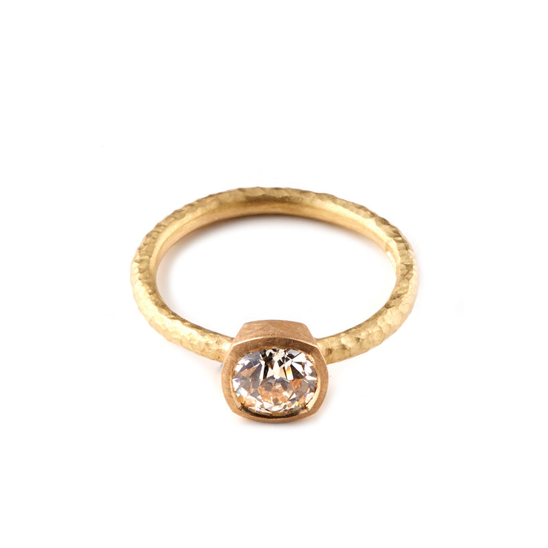 White Cushion Cut Diamond Ring
