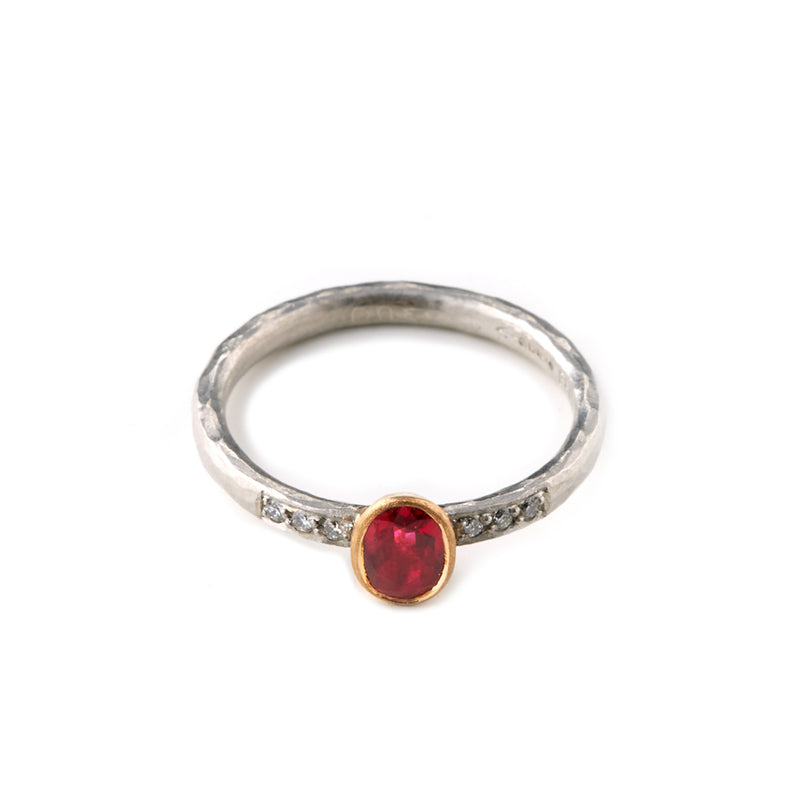 Platinum and Gold Oval Ruby Ring