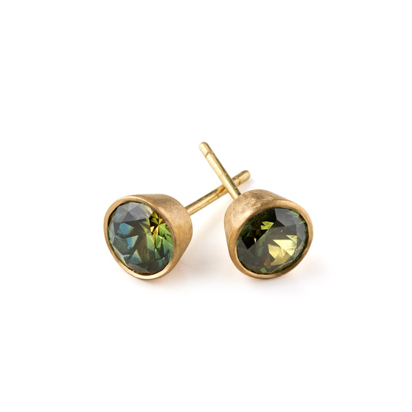 Green Sapphire Stud Earrings
