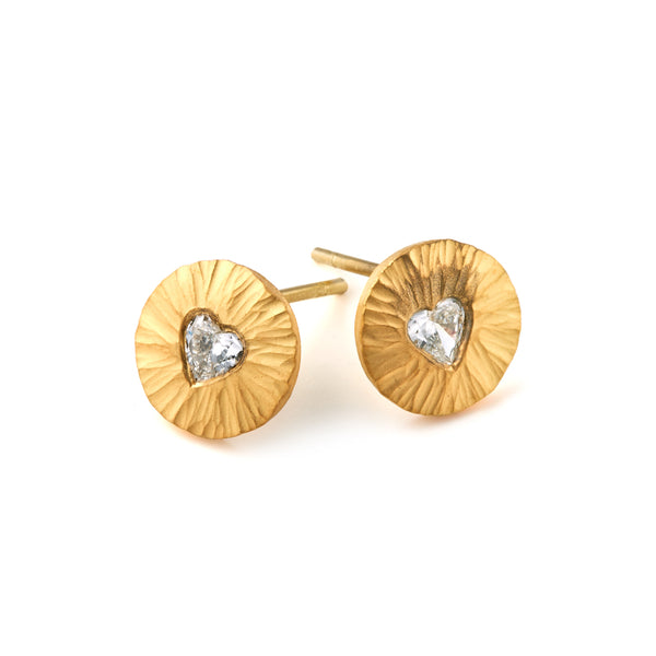 Heart  Shaped Diamond Stud Earrings