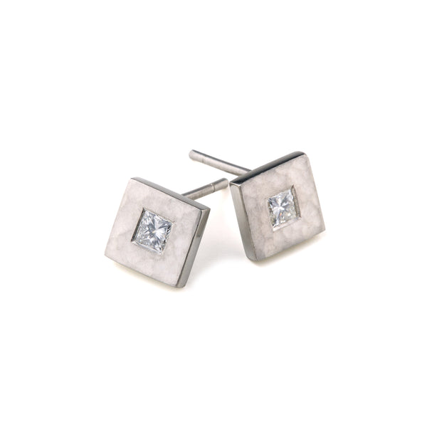 Platinum Cube Diamond Earrings