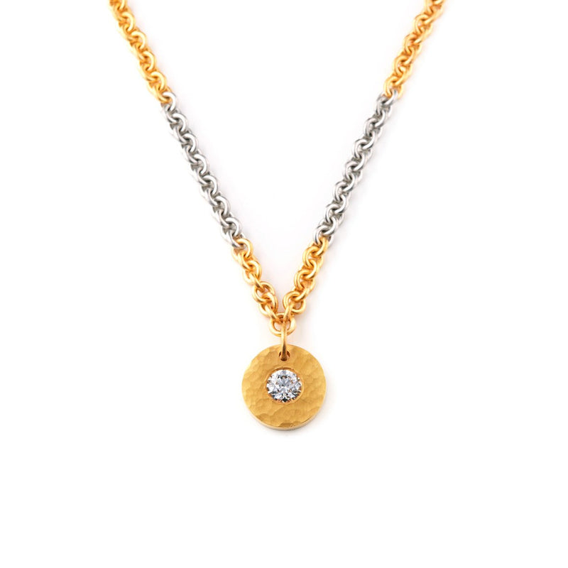 Brilliant Cut Diamond Disc Necklace