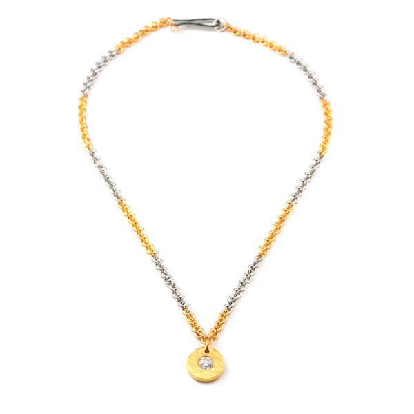 Brilliant Cut Diamond Disc Necklace