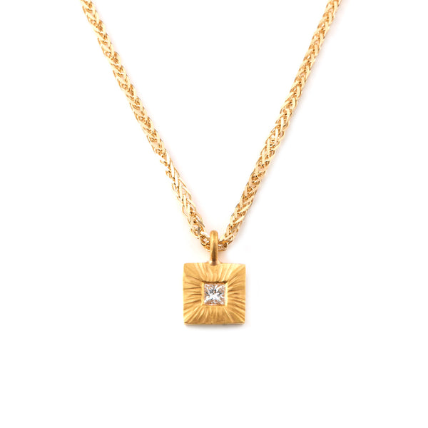 Woven Chain with Square Disc Necklace