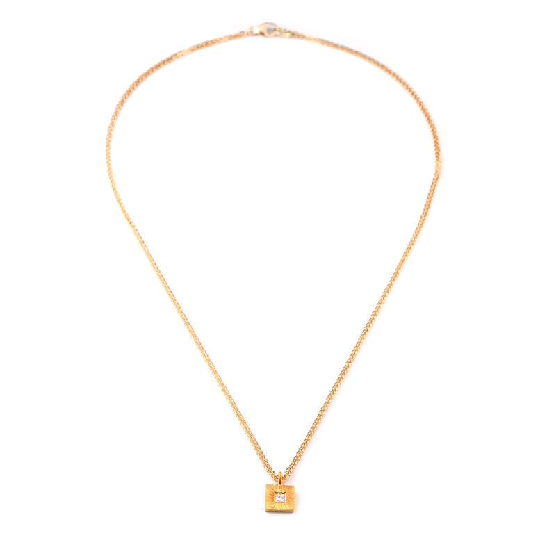 Woven Chain with Square Disc Necklace