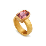 Wide Gold Pink Tourmaline Ring